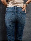 Women's vintage ripped solid color jeans