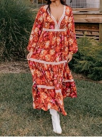 Women's Warm Floral Print Dresses