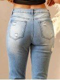 Women's washed classic ripped jeans