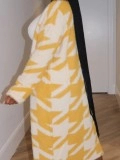 Yellow Thousand Bird Checker Knitted Cardigan