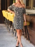 Zebra print bubble sleeved dress